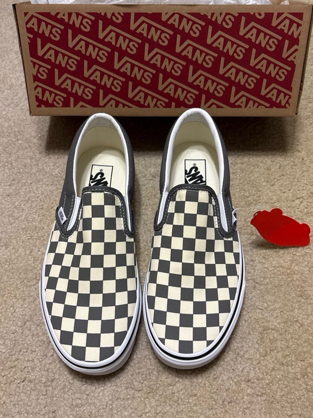 Vans Checkerboard Slip-On Loafers in Grey and White